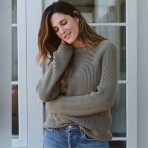 Jenni Kayne Cotton Fisherman Sweater Eucalyptus Green